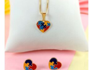 Conjunto Colar e Brinco autismo (semijoia )