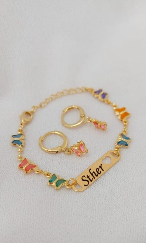 Conjunto Infantil Pulseira e brinco (Semijoia)