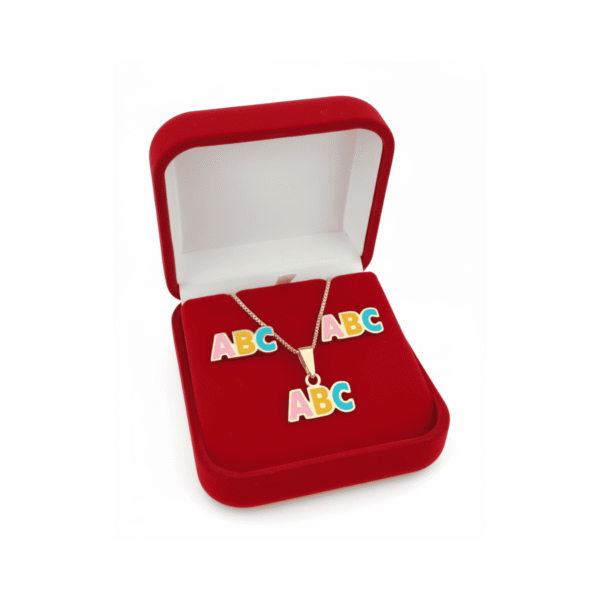 Conjunto ABC (Brincos e Colar) Semijoia ref Mir2